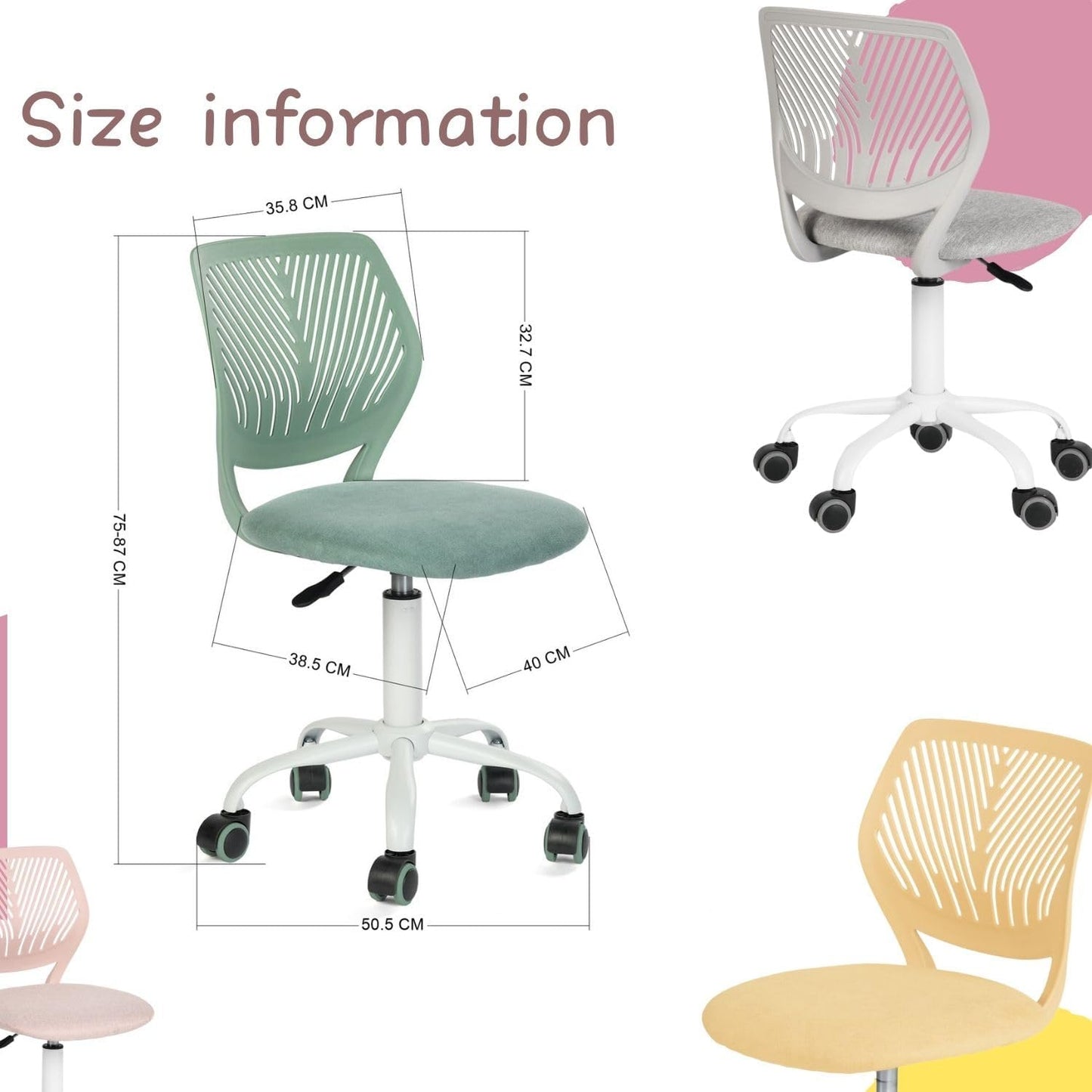 Ergonomischer Kinder-Drehstuhl, Color-schwarz