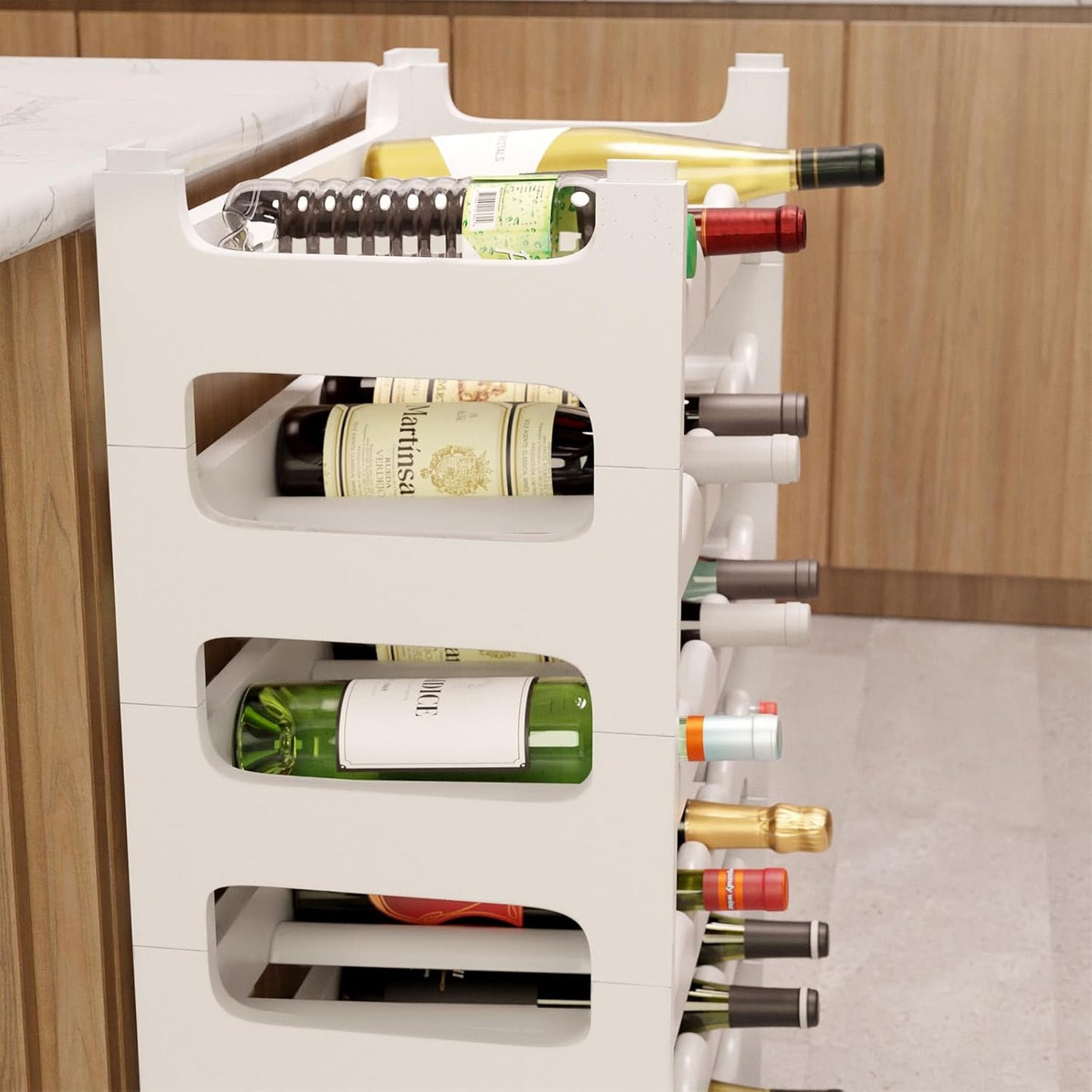 Stapelbares Weinregal, Weiß 48 Flaschen