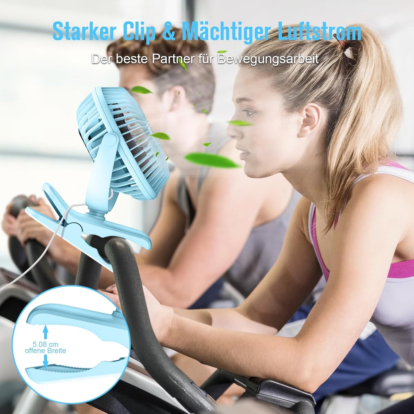 Mini Ventilator mit Clip, Blau