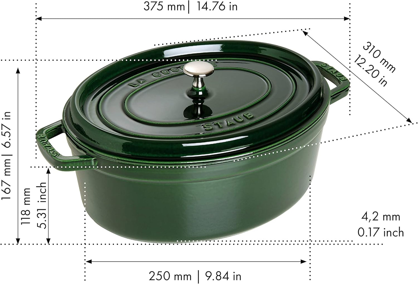 Cocotte Bräter mit Deckel, 33 cm, 6.7 L Basilikum-Grün