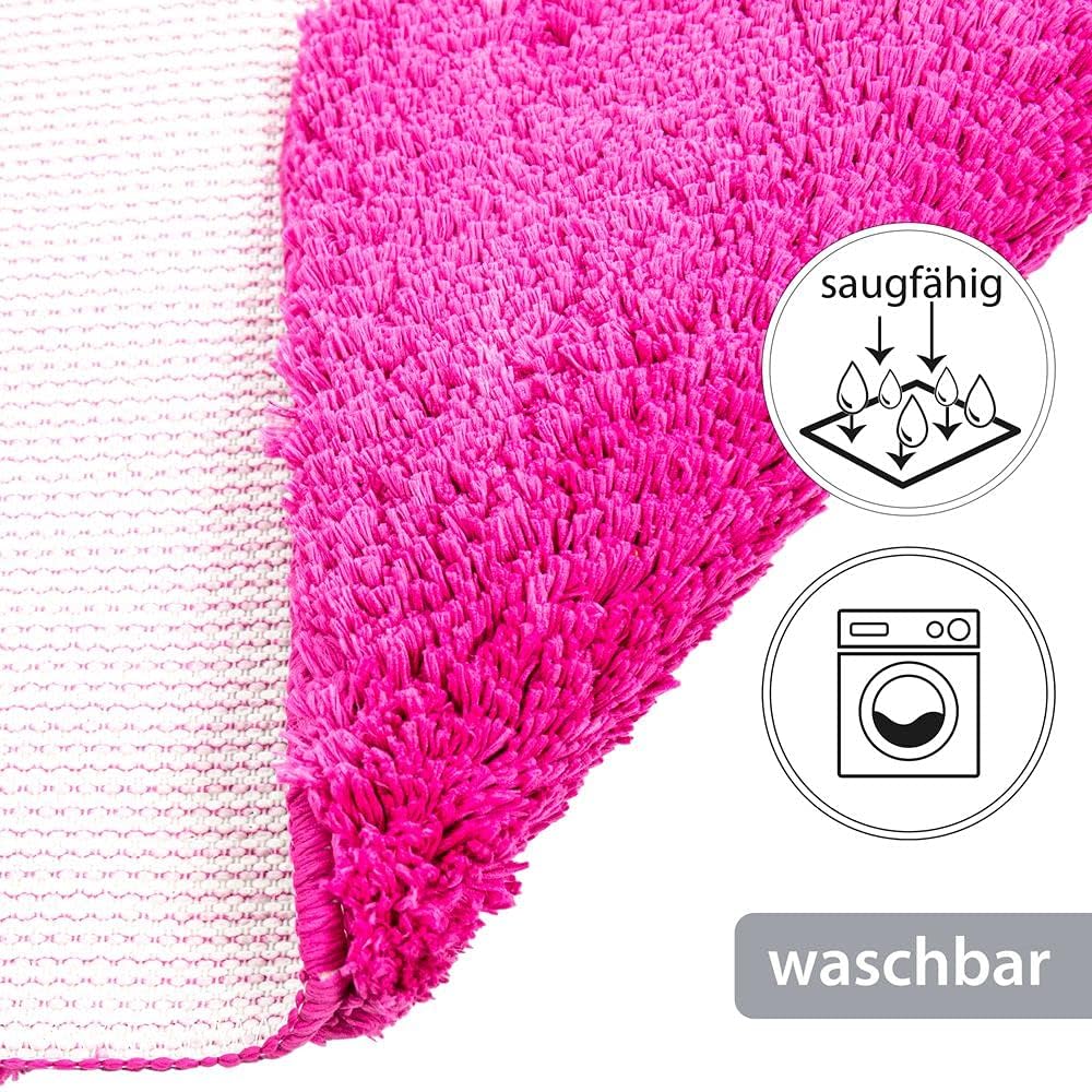Duschvorleger mit Eckausschnitt, Eckbadematte 50 x 100 x 100 cm Fuchsia