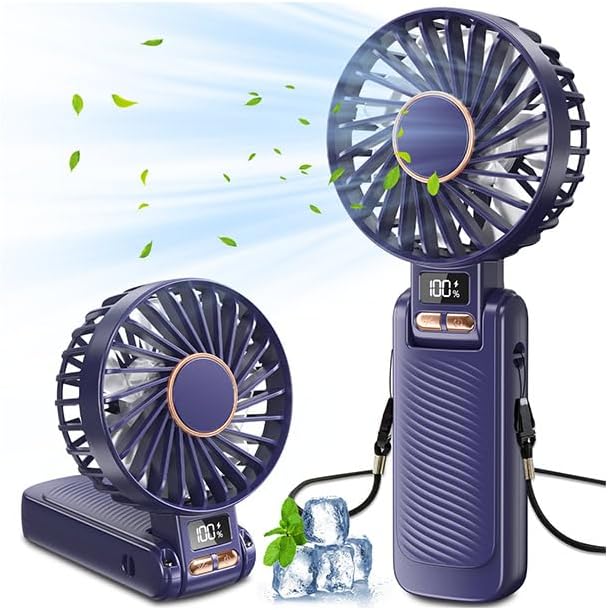 Faltbarer Handventilator mit 4500mAh Akku, Blau