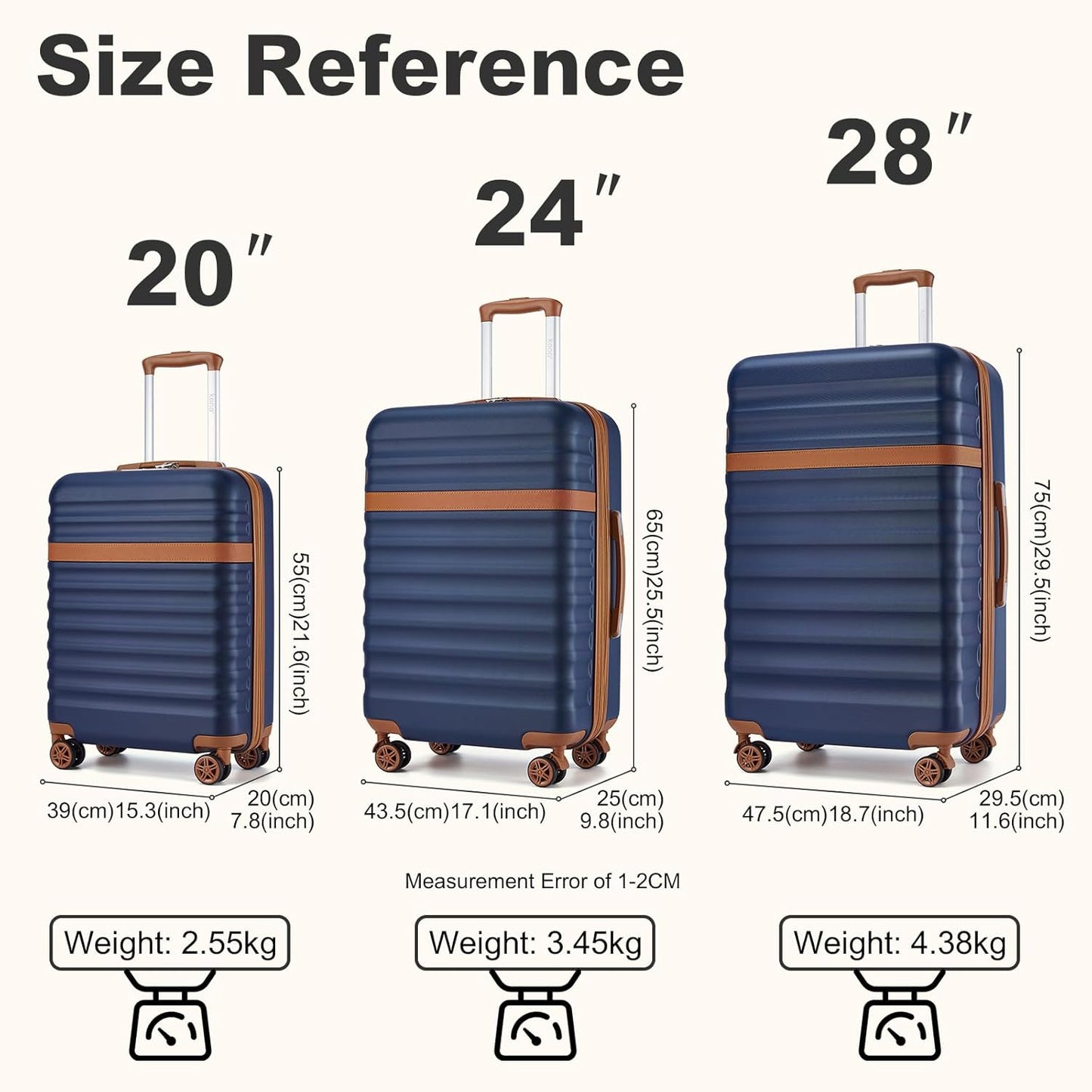 Grosser Reisekoffer mit TSA-Schloss, XL(75cm) Dunkelblau/Braun