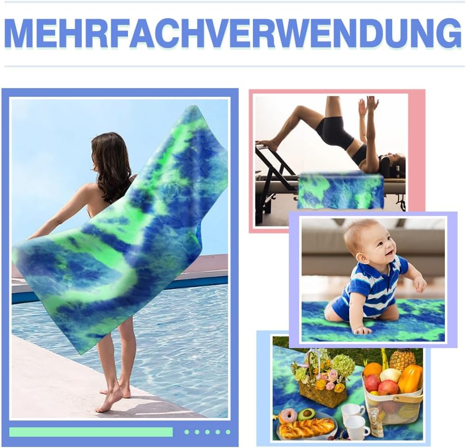 Rutschfestes Yoga-Handtuch, Blaugrün
