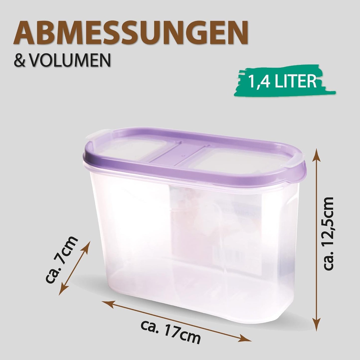 3-teiliges Schüttdosen-Set luftdicht, Mix 3 x 1,4 Liter ( 3 Stück )