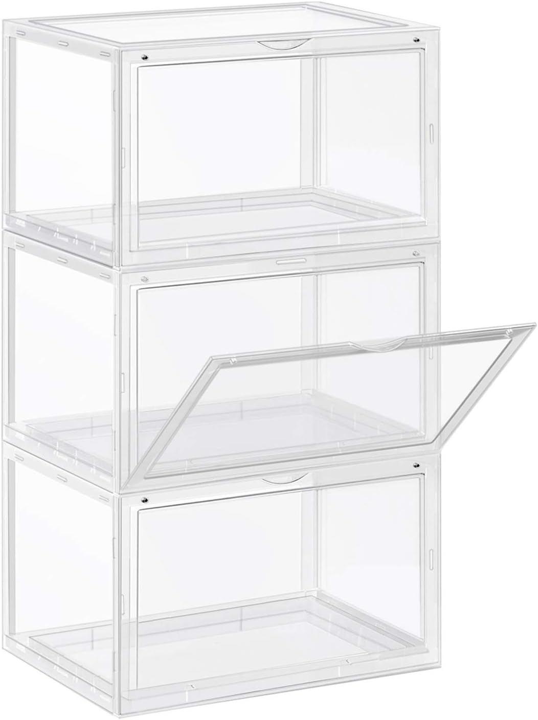 3er-Set Stapelbare Schuh-Organizer, Transparent 3er Set