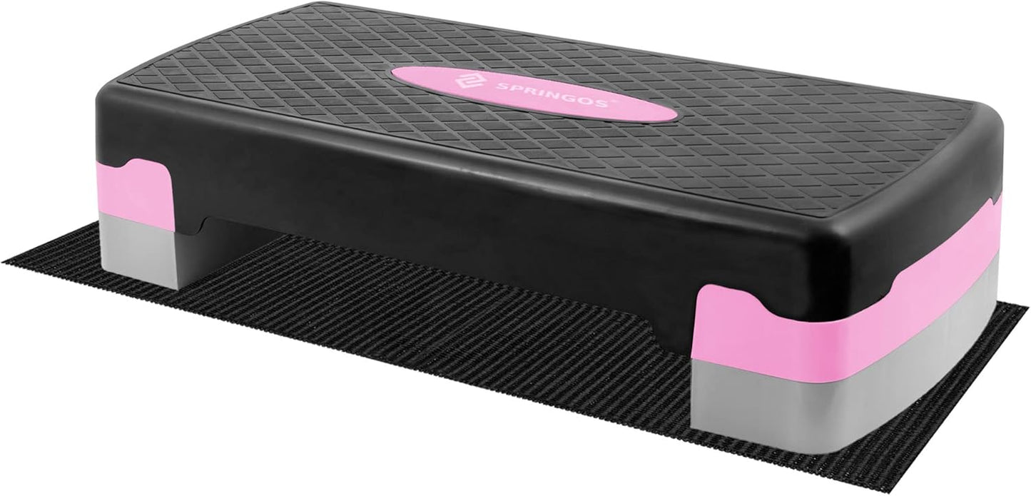 Höhenverstellbares Aerobic Steppbrett, rosa-grau