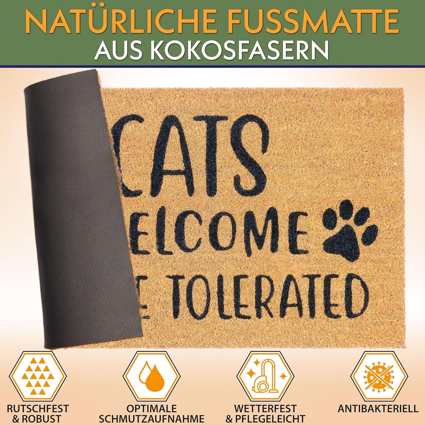 Antirutsch Fussmatte, Cats Welcome - People Tolerated