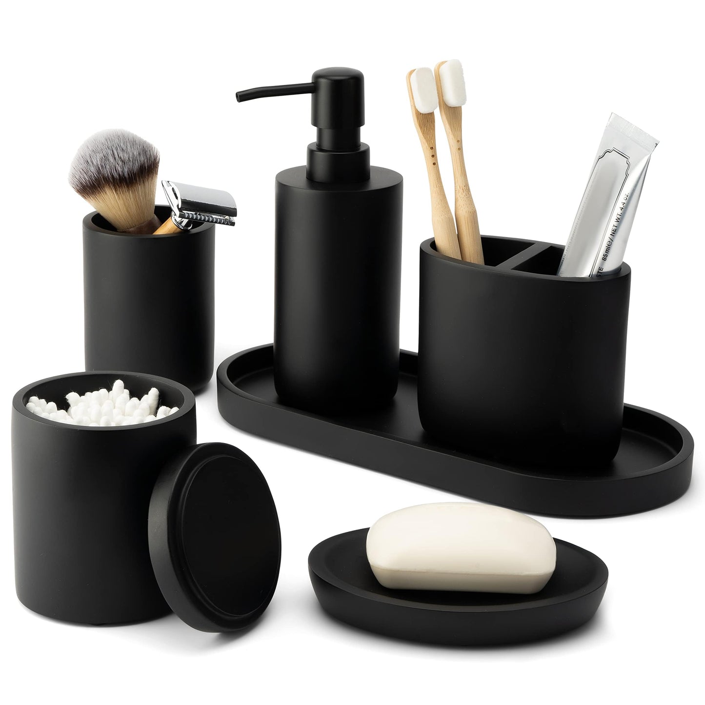 Badezimmer Zubehör Set (6-teilig) mit Seifenspender