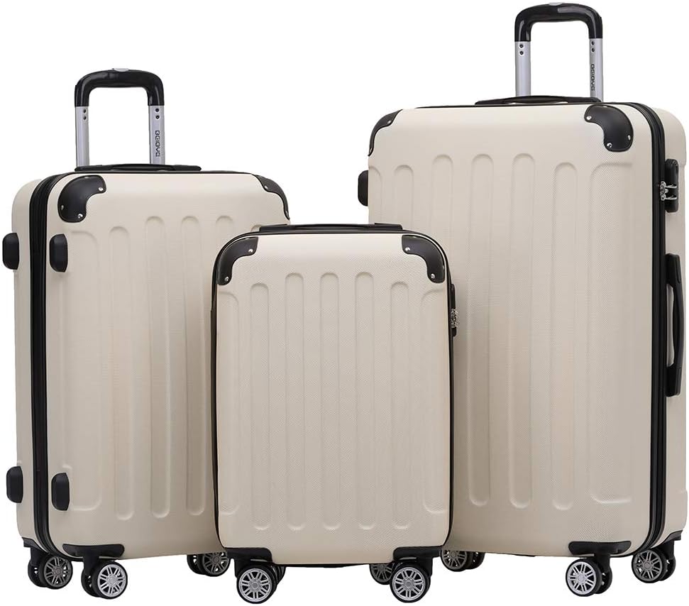 3-teiliges Hartschalenkoffer-Set, Creme White Koffer-Set