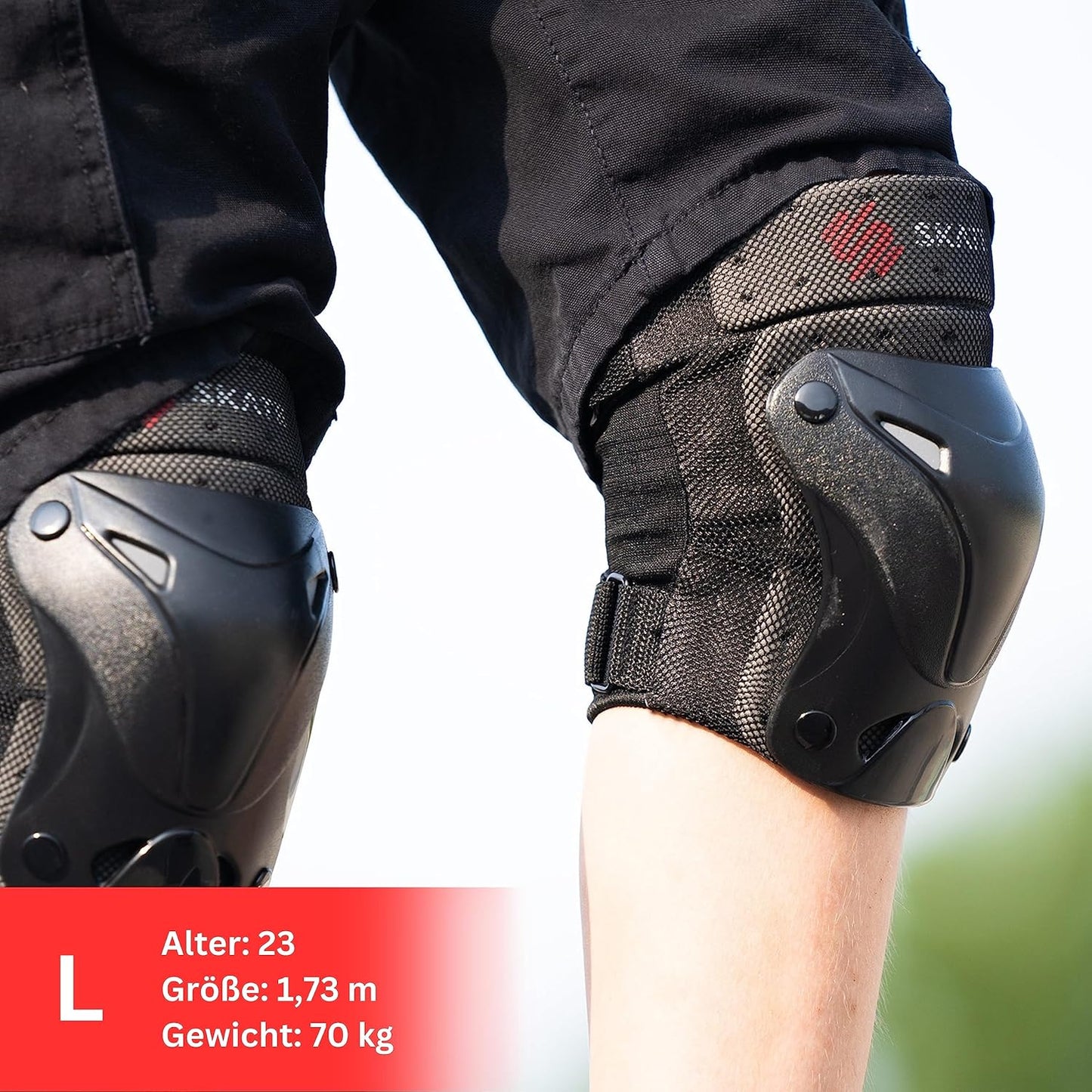 6-teiliges Skate-Protektoren Set, Schwarz - Neues Modell L