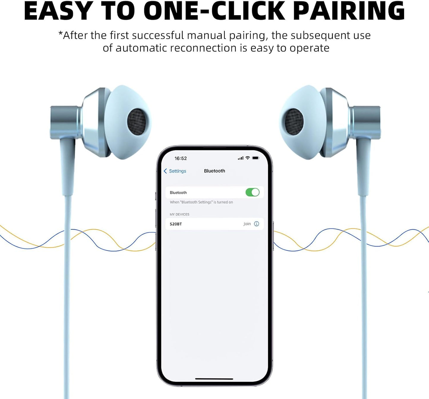 S20BT Bluetooth Nackenbügel-Kopfhörer mit Mikrofon, blau