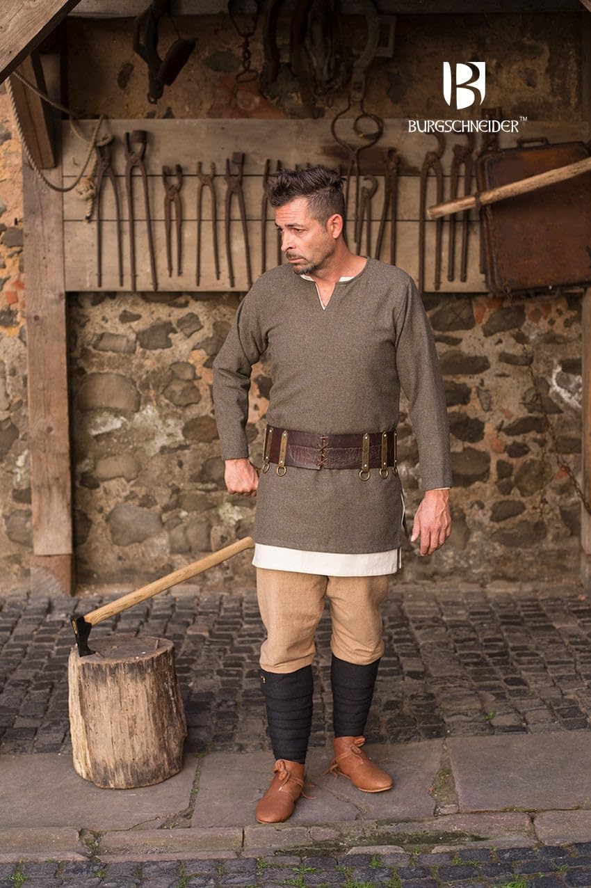 Fischgrättunika Tyr für LARP, Herringbone Olive/Grey M
