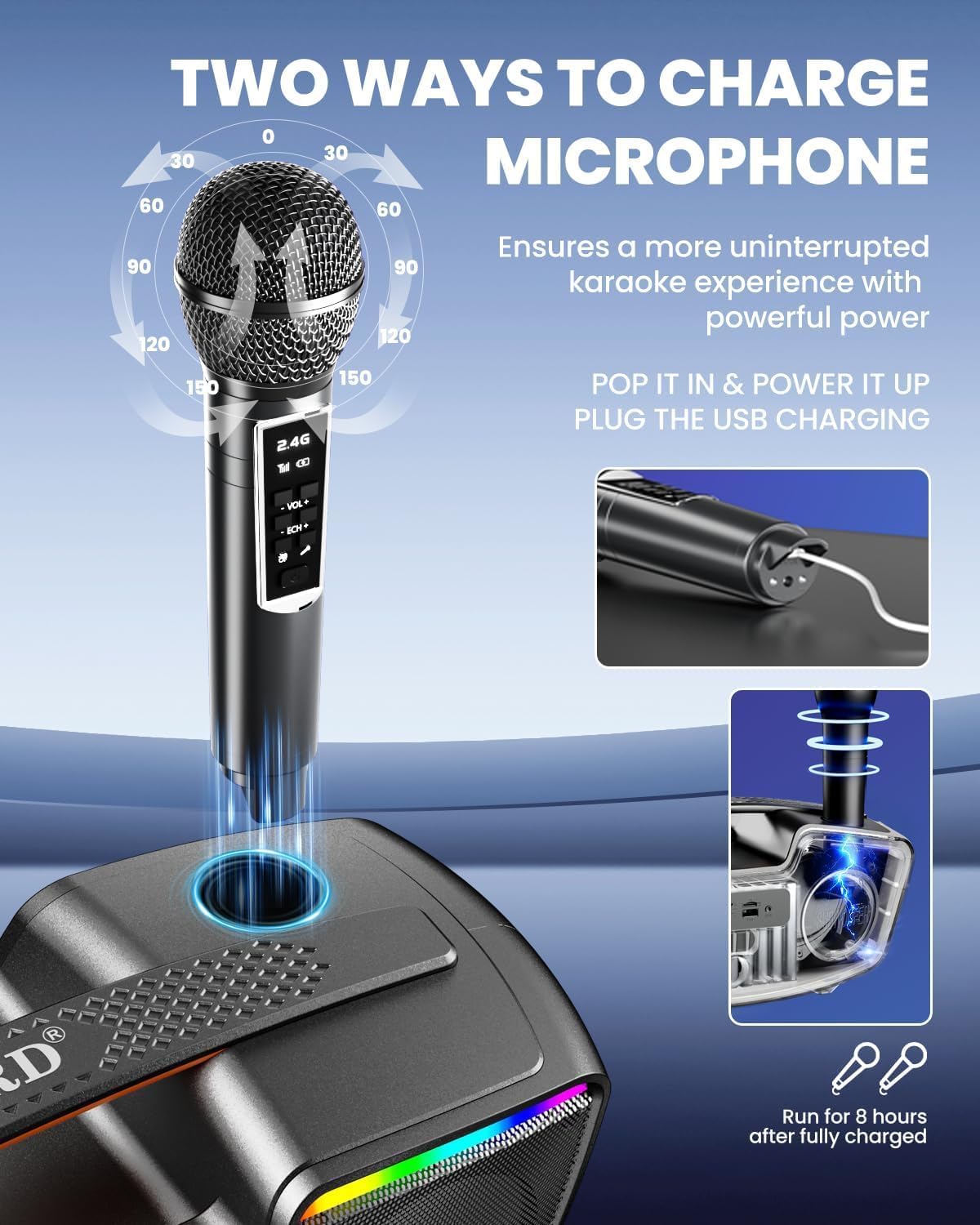 Bluetooth-Karaoke-Maschine SD-219 mit 2 Mikrofonen