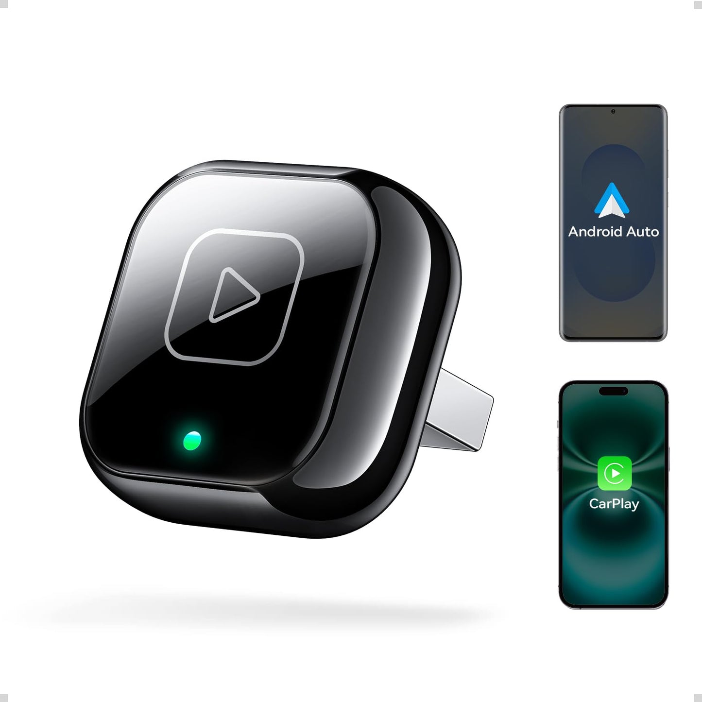Wireless Carplay & Android Auto Adapter, Tiefschwarz