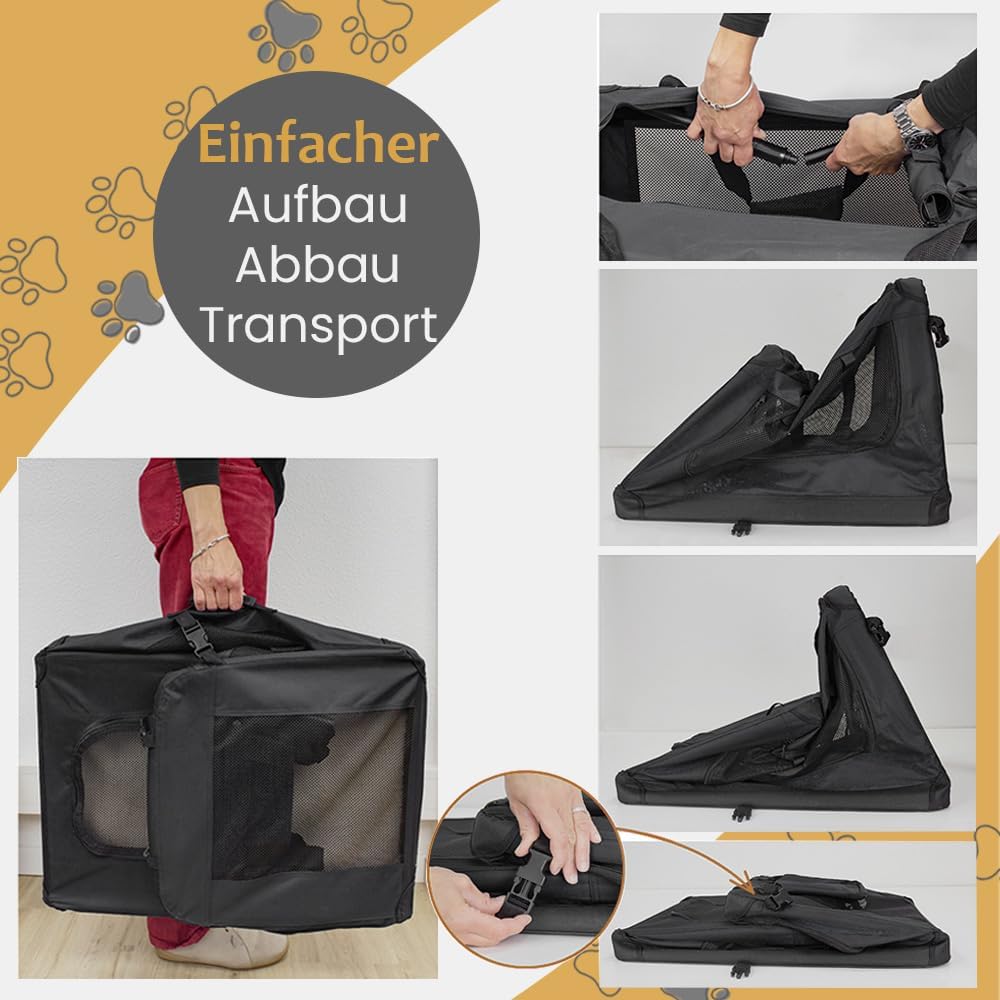 Faltbare Transportbox für Haustiere, S (50 x 35 x 36 cm) Schwarz