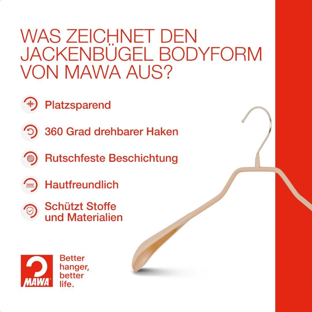 Metallkleiderbügel-Set mit Antirutschbeschichtung, Latte, 10 Stück 42 cm