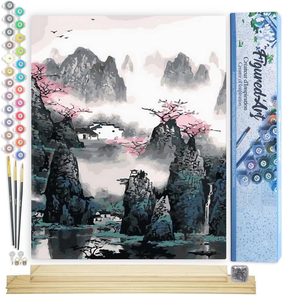 Malen nach Zahlen - Landschaft von China, Landschaft von China 40x50cm Mit Keilrahmen (nicht gespannt)