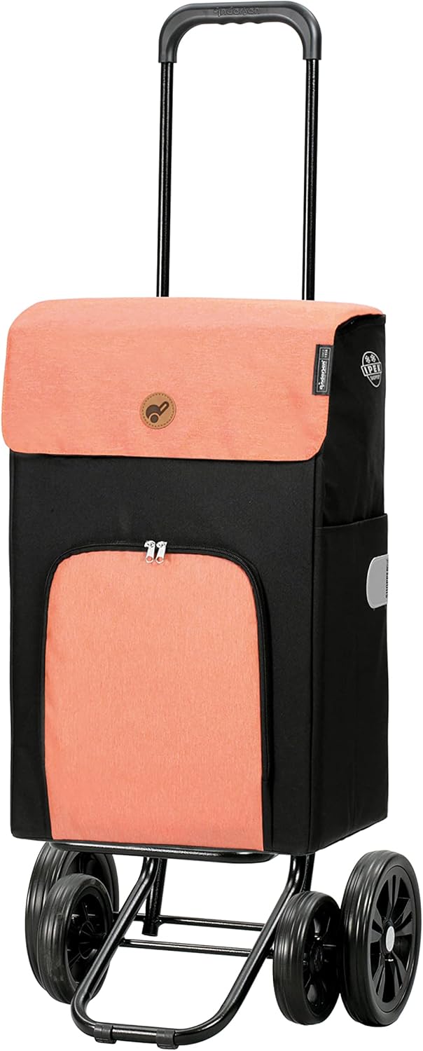 Höhenverstellbarer Einkaufstrolley Quattro Shopper Ipek mit abnehmbarer 49 L Einkauftasche, Apricot