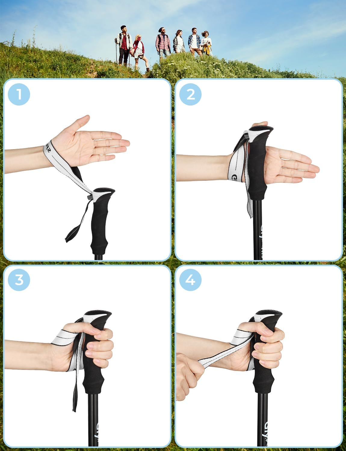 Längenverstellbare Trekkingstöcke, Milchiges Weiss 110-130 cm