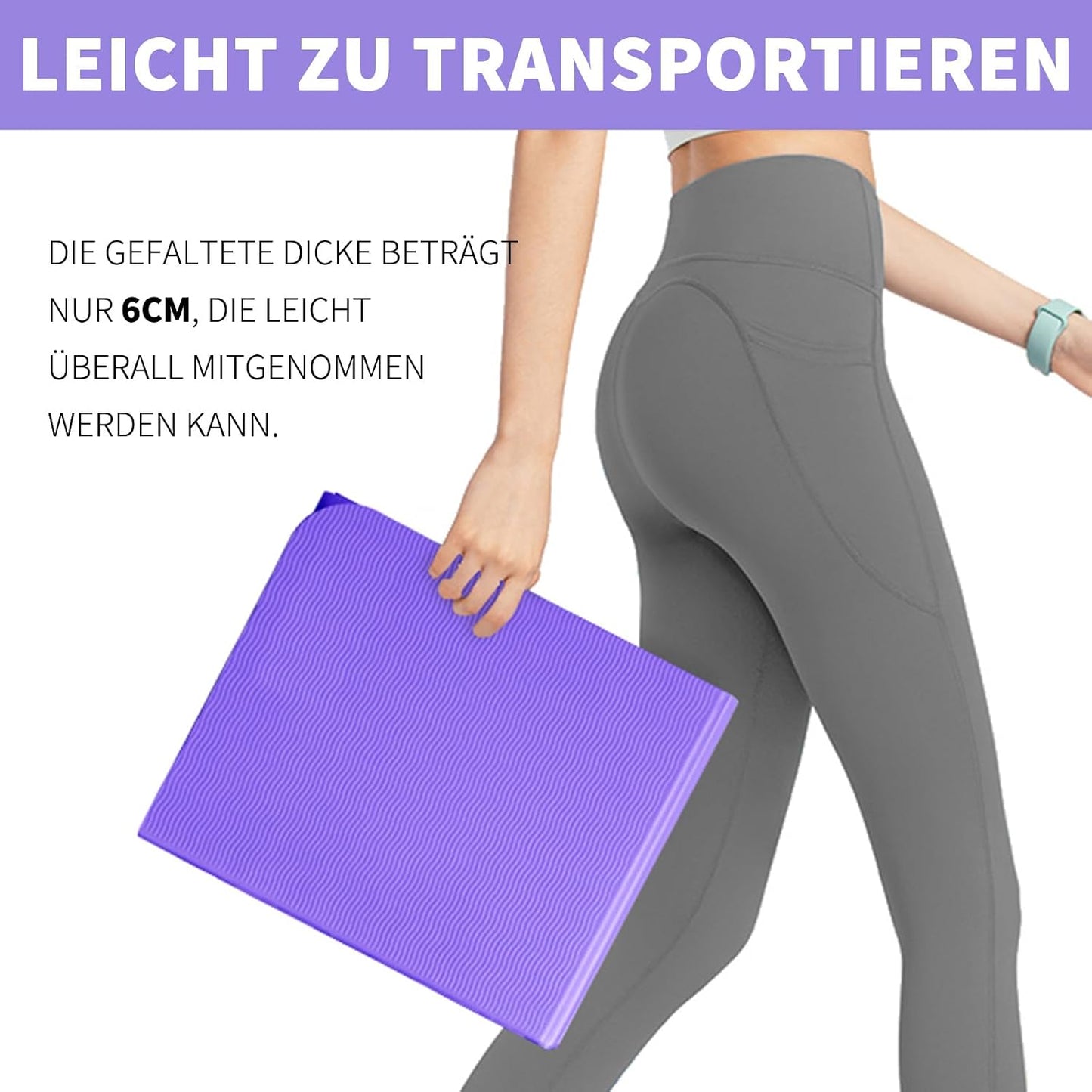 Klappbare Yogamatte, Lila 183*61*0.6cm