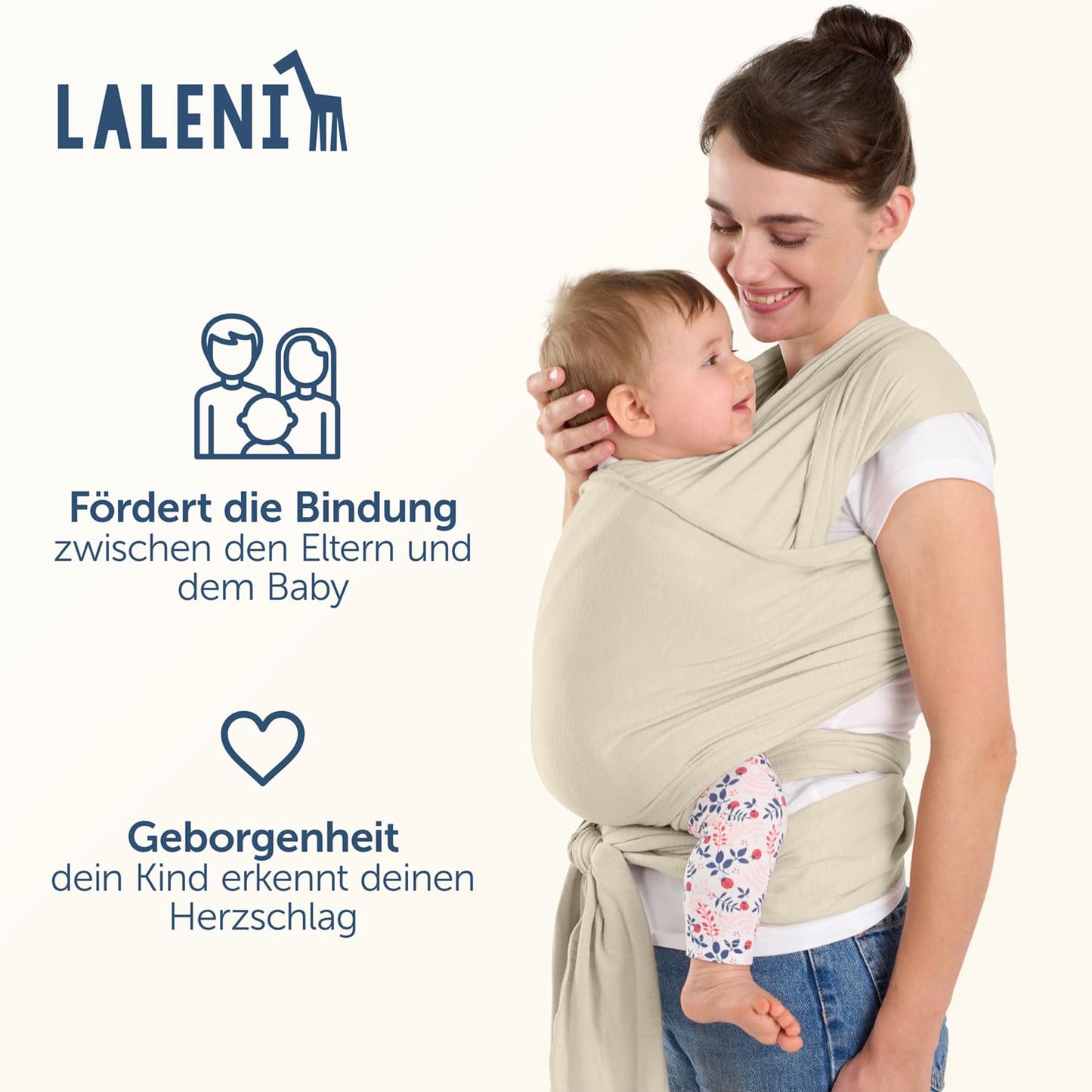 Tragetuch für Neugeborene bis 15 kg (OEKO-TEX), Beige
