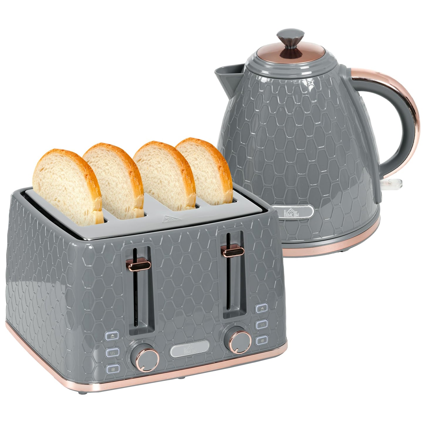 Frühstücksset mit Wasserkocher und Toaster, Grau