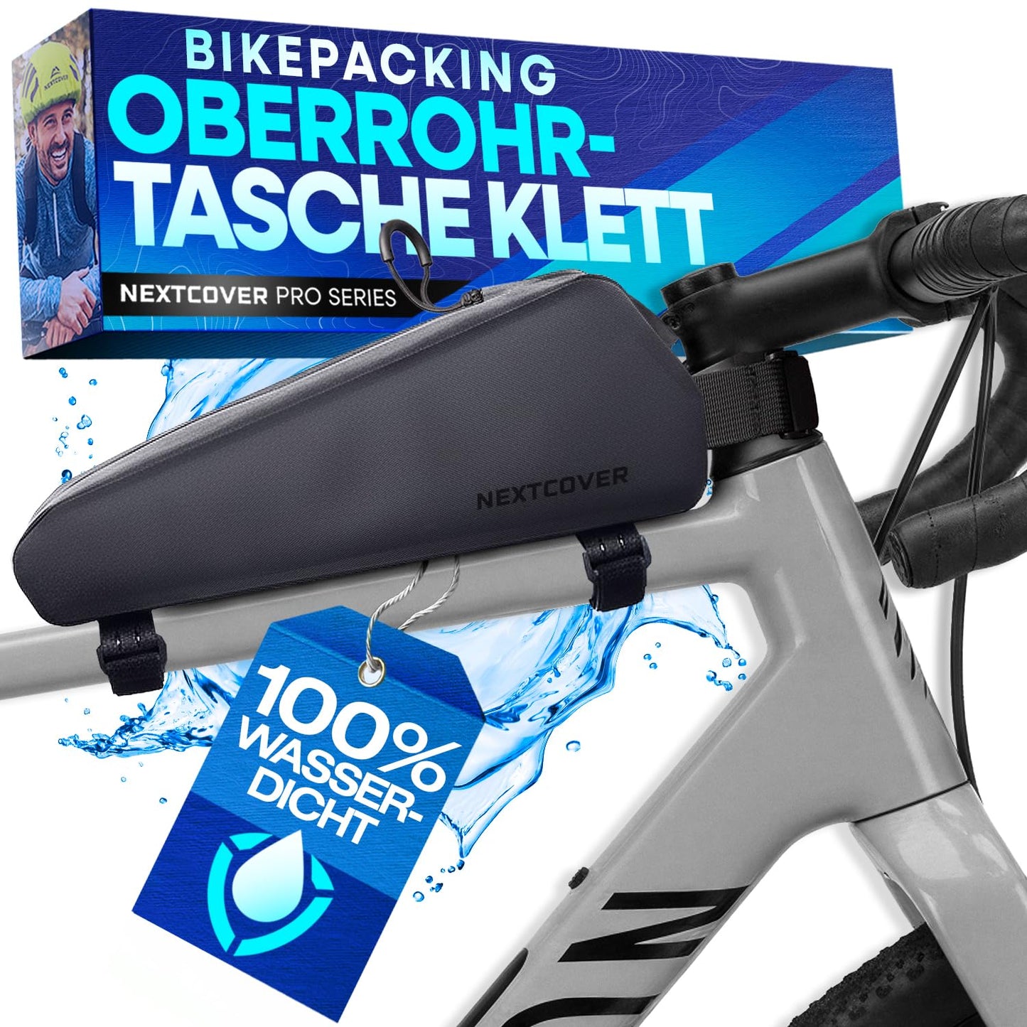 Bikepacking Oberrohrtasche Klett, Klettbänder