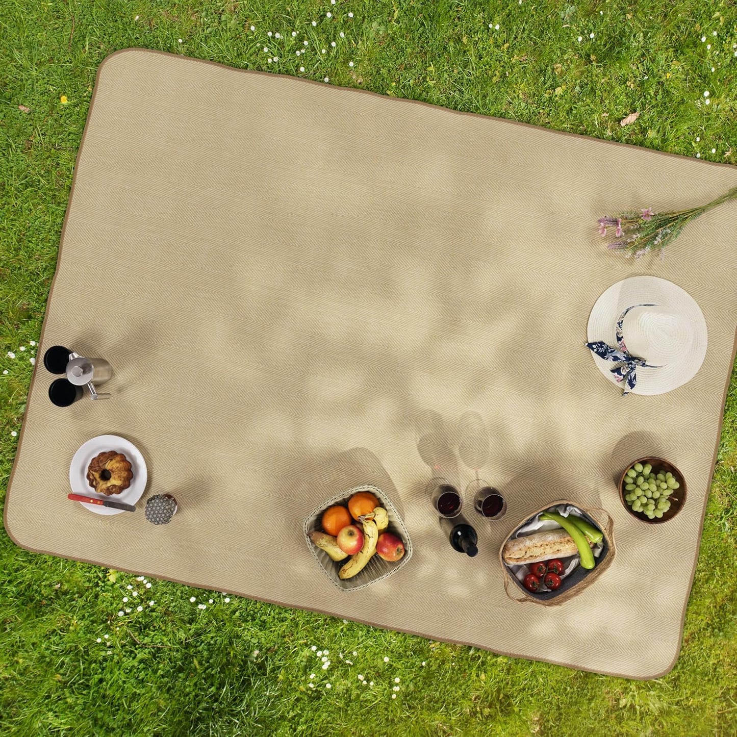 Wasserdichte Picknickdecke, 300 x 200 cm (Rechteckig) Beige