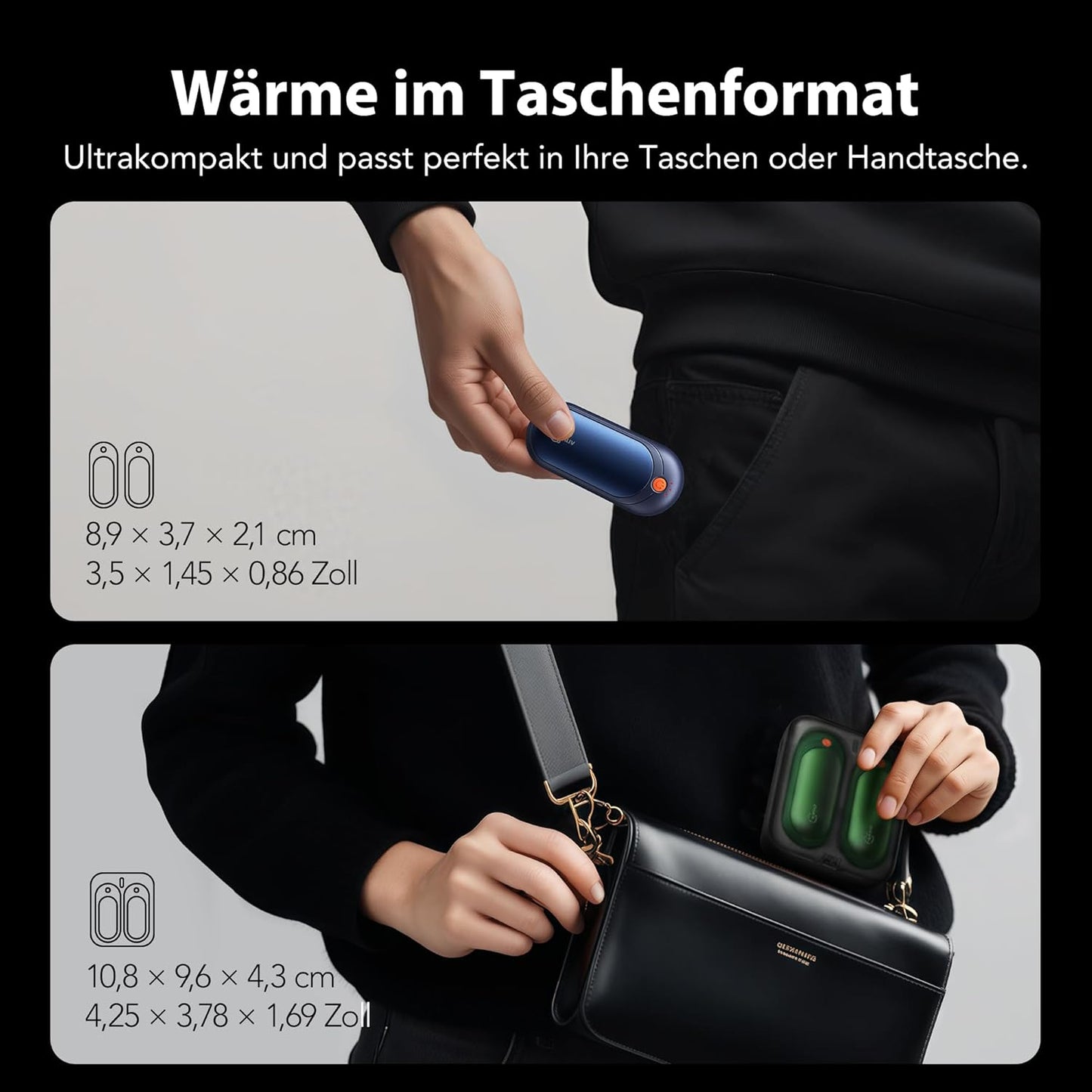 2er-Set Elektrische Handwärmer, Darkblue Pocket Size