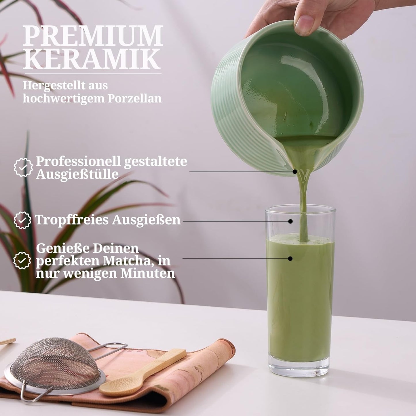 Matcha Tee-Set, 8 teilig Mintgrün