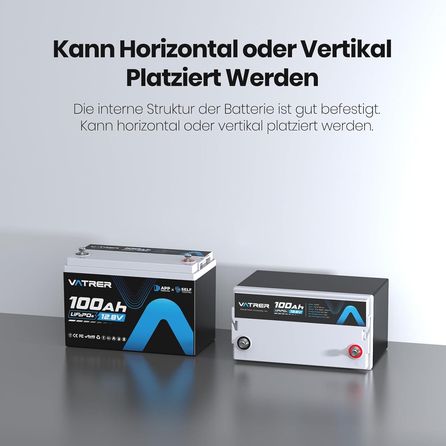 LiFePO4 12V 100Ah Lithium-Akku mit Bluetooth, 12V100Ah Selbsterwärmung