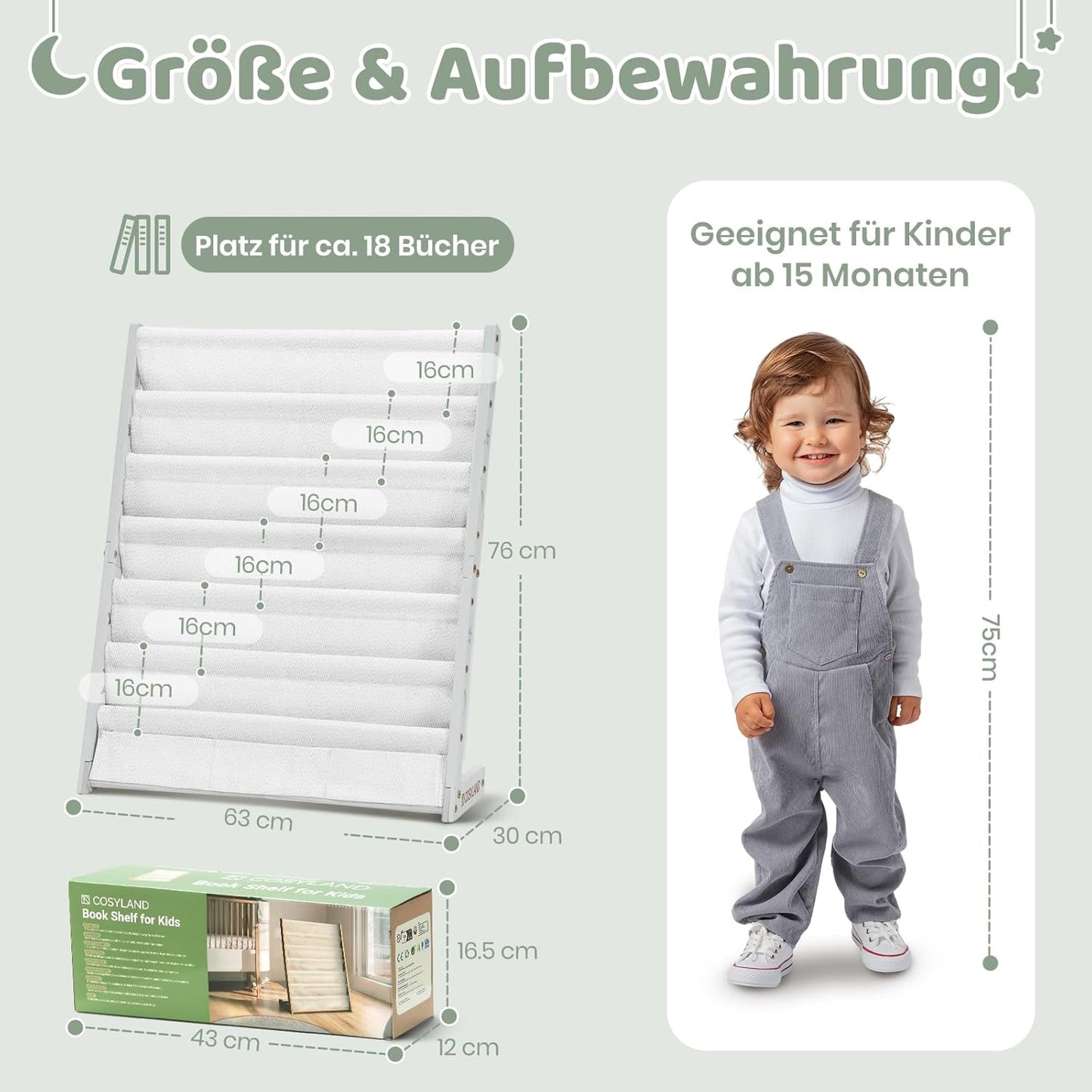 Kinderbücherregal, Weiss Large