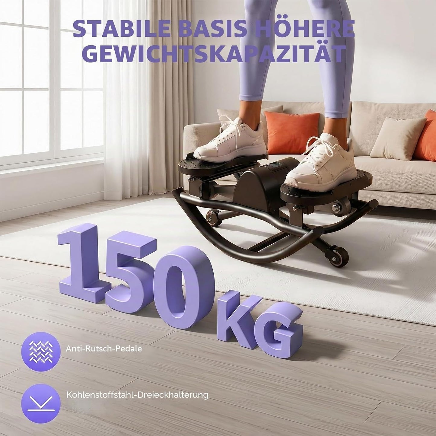 Rock Stepper für Zuhause mit Widerstandsband, Violett
