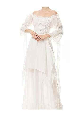 Renaissance-Kleid mit Korsett, Weiss 3XL