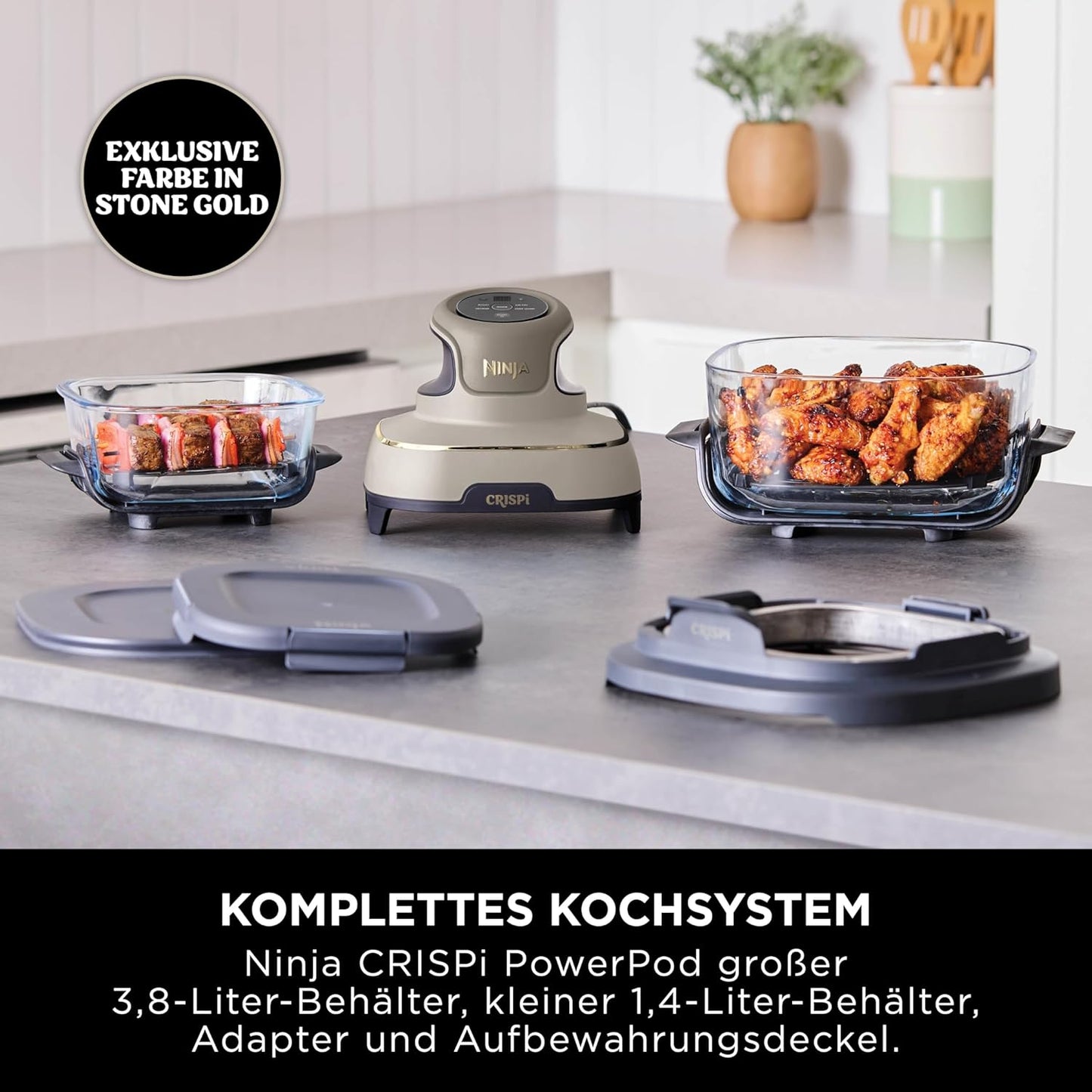 Crispi Power Pod 4-in-1 Airfryer, FN101EUSTGD, Stone Gold
