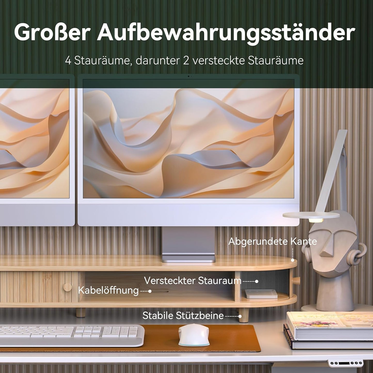 Doppelmonitorständer mit Schiebetüren, 107cm