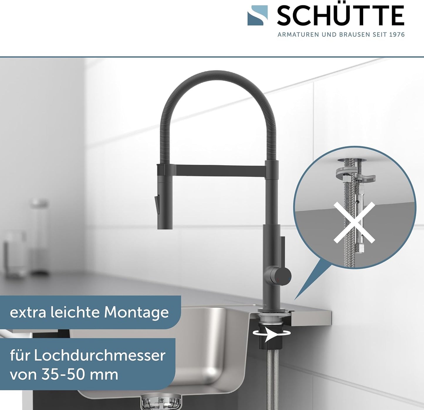 Küchenarmatur mit ausziehbarer Geschirrbrause, Graphit