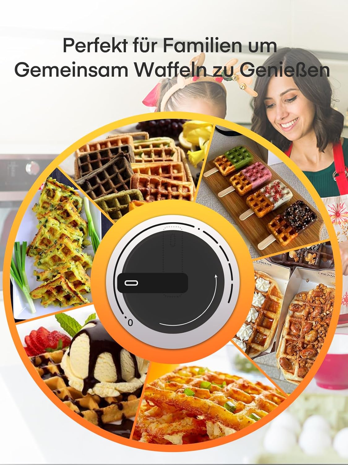 Waffeleisen für 4 Waffeln, 4 Waffeln