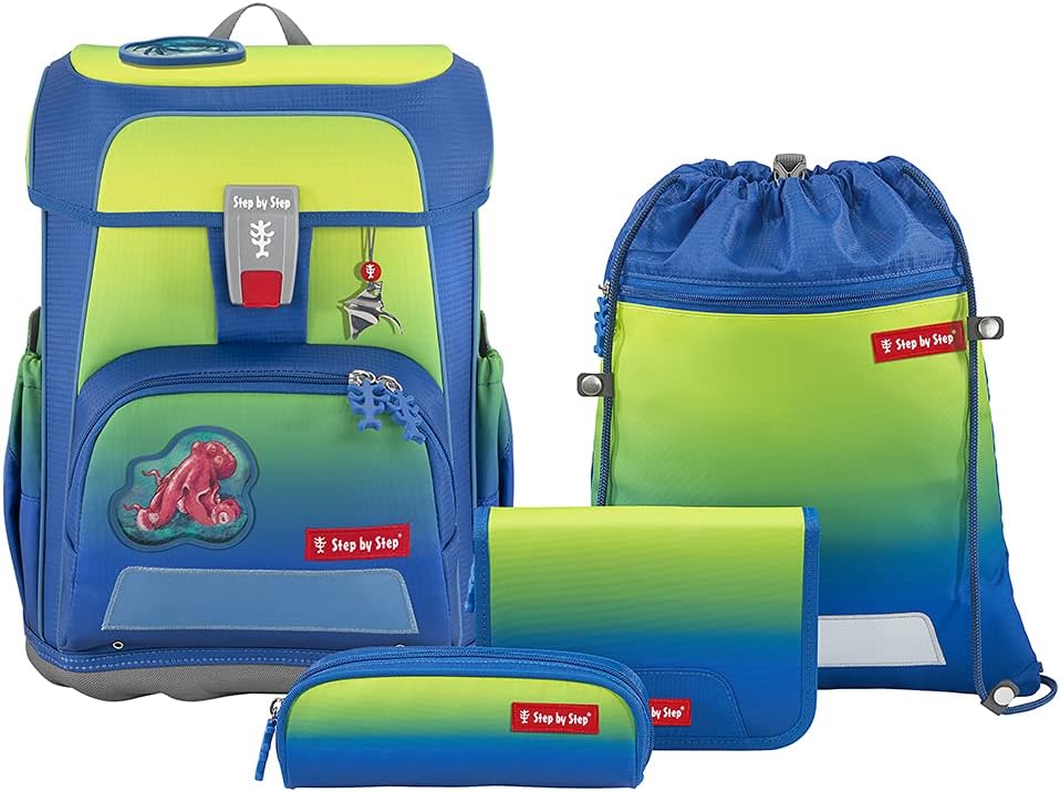Ranzen-Set Cloud Ocean, Red Octopus - Blau - Gelb