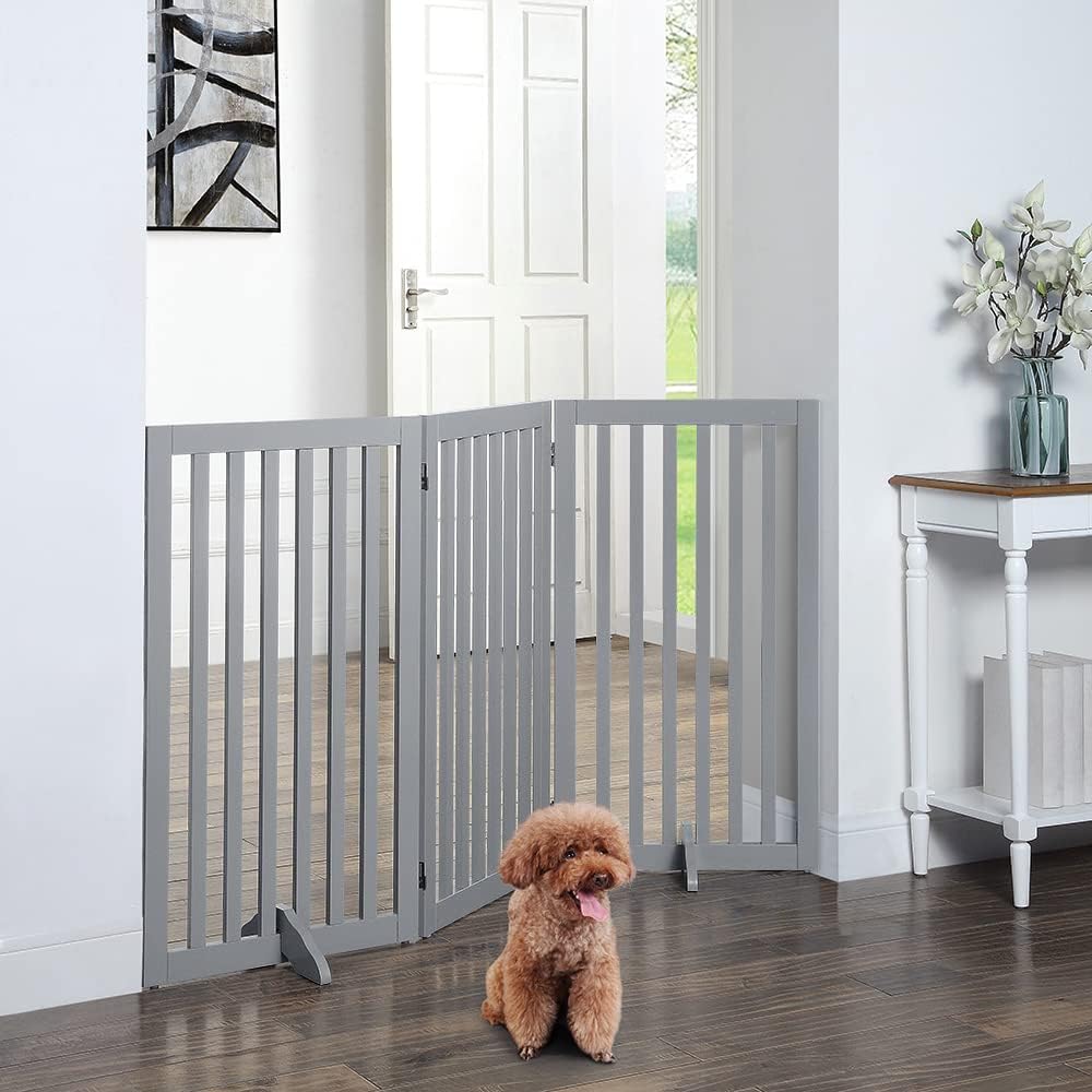 Freistehendes Absperrgitter für Hunde, 3-teilig, Grau, 153L x 91H cm, 3-teilig
