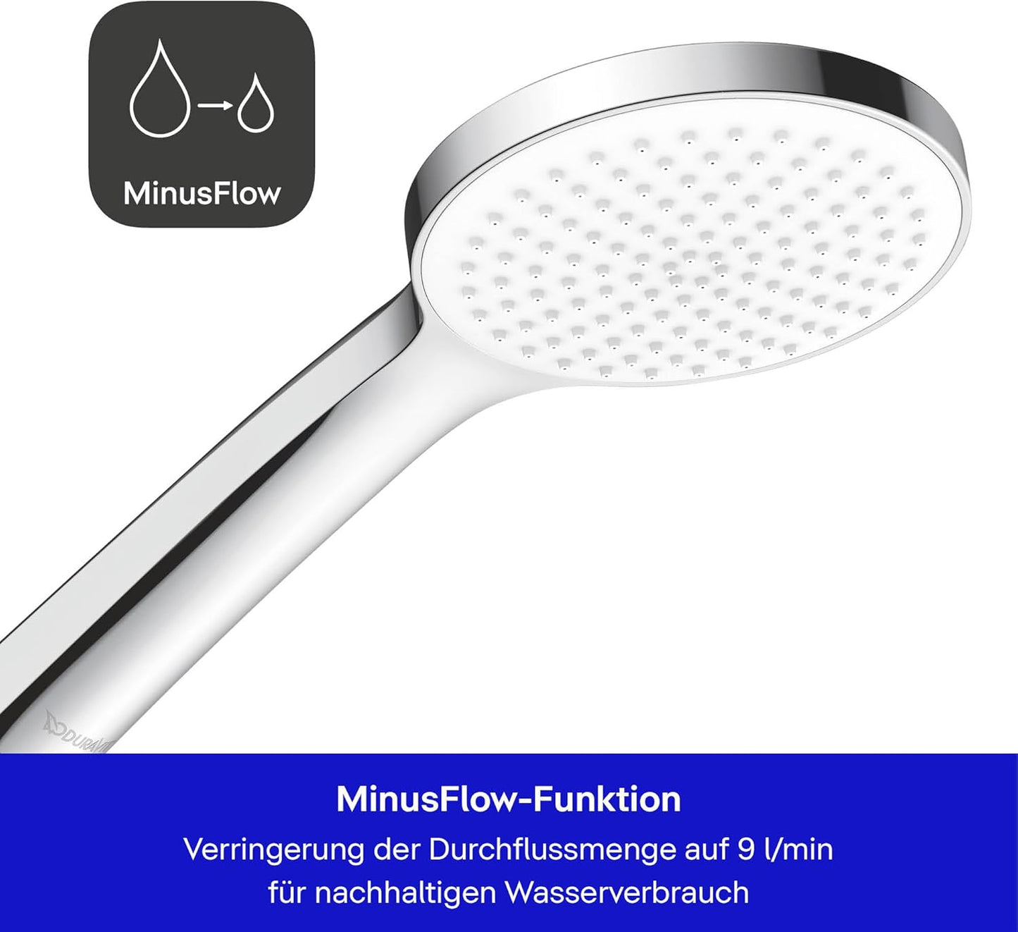 Universal Duschkopf, wassersparend (MinusFlow), mit 1 Strahlart Chrom/Weiss