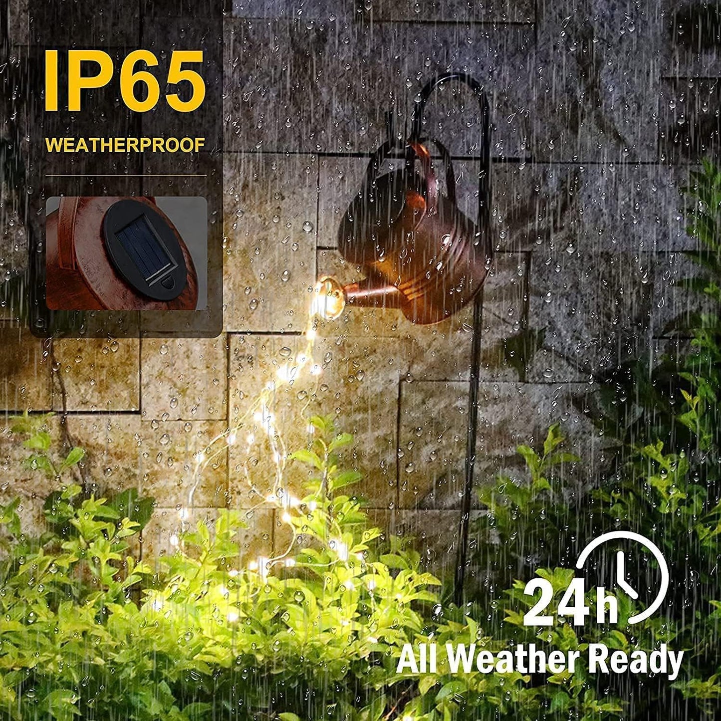 Solar Giesskanne Wasserfalllicht mit LED-Sternen, Kupfer