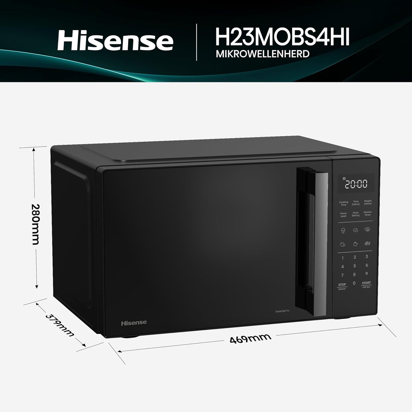 Mikrowelle - H23MOBS4HI, 23 L Digitale Steuerung Mit InverterTech