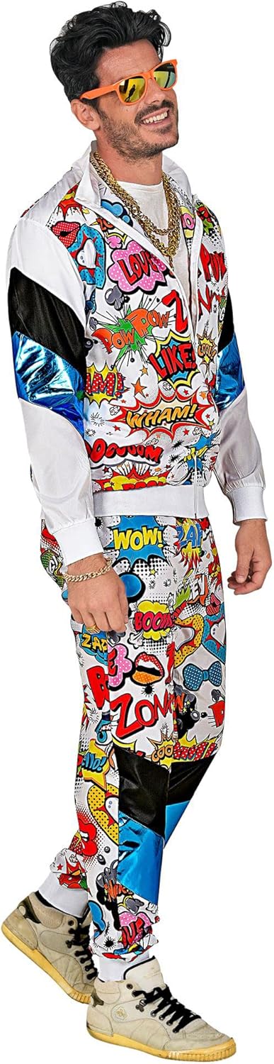Kostüm Trainingsanzug im Retro Pop Art Stil, S Pop Art - Weiß