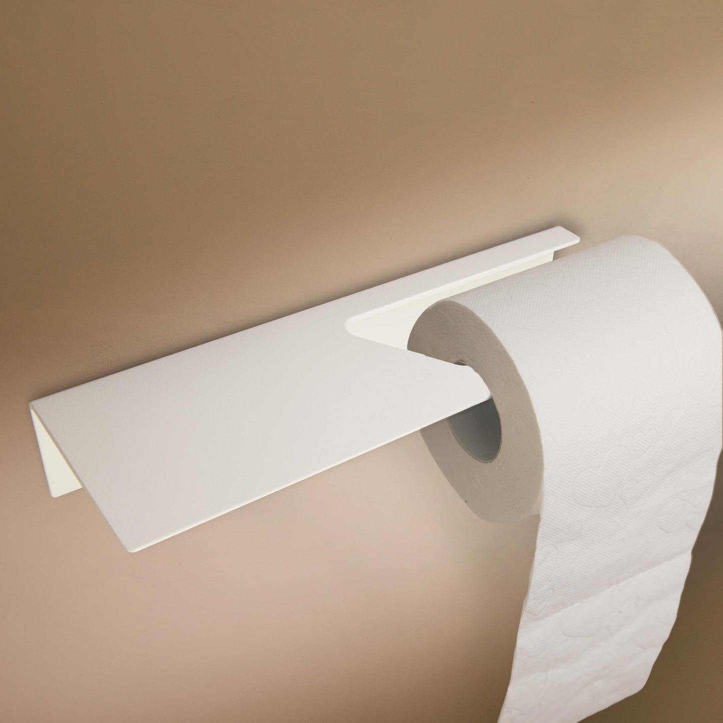 Toilettenpapierhalter zum Kleben mit Ablage, Mit Ablage Matt Weiss