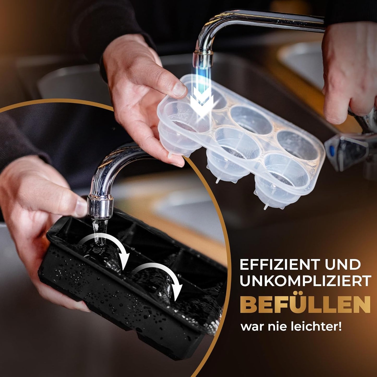 Eiskugel- und Eiswürfelform Set, 1x Eiswürfelform + 1x Eiskugelform