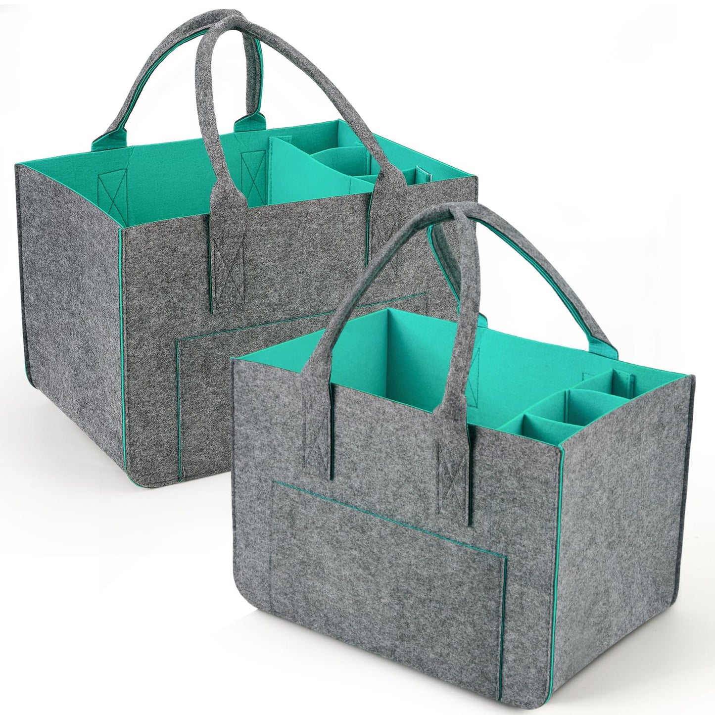 2er-Set Filztasche mit Fächern, Türkis/2 Stücke