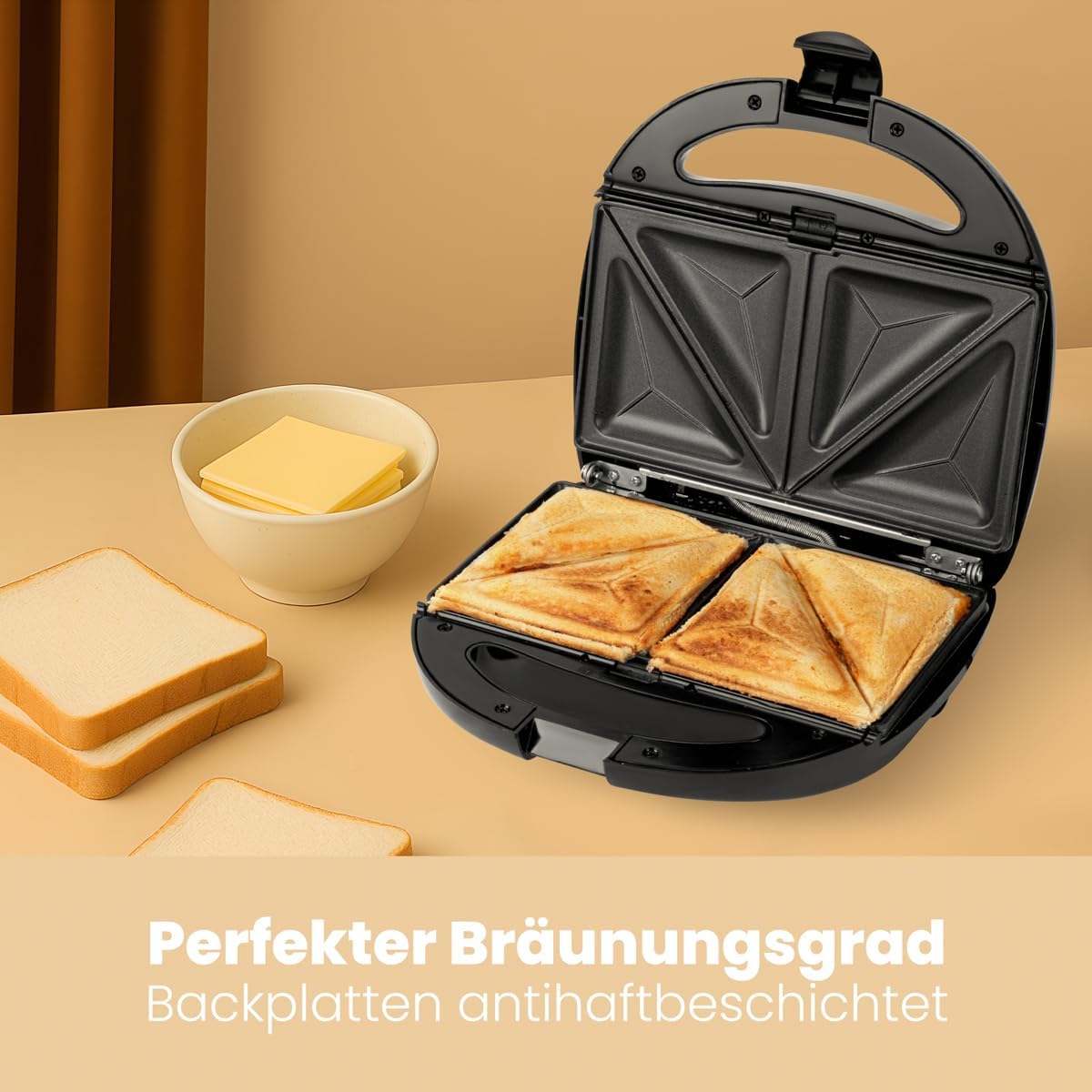 3-in-1-Multifunktionsgerät mit Toaster, Waffeleisen und Grill, Sandwichtoaster, Waffelautomat und Kontaktgrill