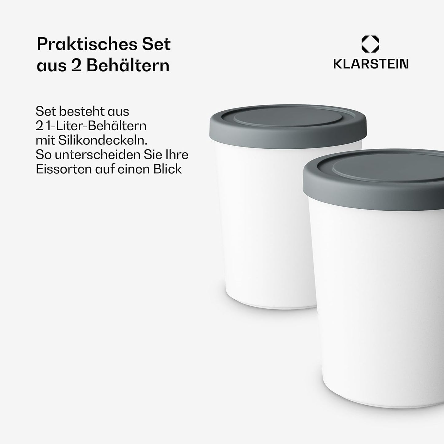 2-teiliges Eisbehälter-Set für Speiseeis & Joghurt, 2x1L Behälter